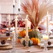 hanyial Glass Candlestick Holders Set 4 PCS, Clear Taper Candle Holders Bulk - Clear - View 4