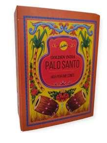 Incenso cone cascata Golden Indian Incenso Indiano Premium Caixa com 10 unidades PALO SANTO