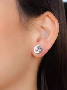 Fine Stud Earrings - 復古銀色 - 查看 2