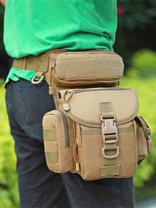 男士腿包,適用於戶外、荒野、自行車、摩托車運動腰包、徒步背包 - 卡其色 - 查看 3