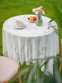 European Style Vintage Romantic Lace Tablecloth, Elegant Decoration For Dining Table, Available In Various Sizes, 1pc - White - View 3