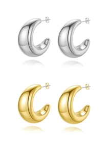 4pcs/Set New Arrival Gold And Silver Combination Ladies' Stud Earrings Suitable For Daily Wear
