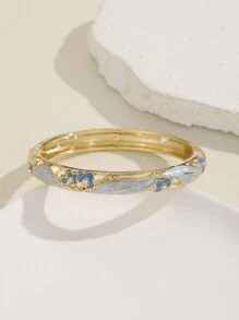 1pc Women's Cloisonne & Rhinestone & Resin Drop Oil Coated Gold Plated Bangle