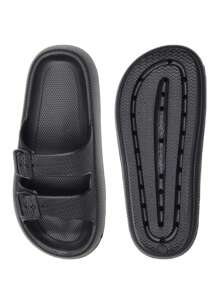 WOMEN'S FASHION FLIP FLOPS, MEN'S UNISEX EVA SANDALS With Thick Platform Non-Slip Sole Unisex SLIPPER, Adjustable Clasp Quick Drying. - Black - View 2