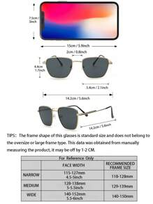 1副男士几何镜框时尚古典朋克铜色眼镜，适合户外钓鱼、旅行、音乐节等场合，优雅百搭，沙滩风尚，街头潮流百搭，可搭配毛衣、夹克、卫衣、连帽衫、皮裤和工装裤，是夏季海滩度假、户外活动和旅行的理想之选。 - 灰色 - 查看 4