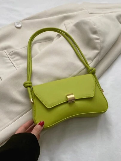 Nueva bolsa de mujer de moda para debajo del brazo, bolsa de punto, diseño decorativo con hebilla de metal personalizada, bolso de hombro, bolso cruzado de unicolor de PU de alta gama, cartera de mujer, adecuada para compras, ir al trabajo y viajes