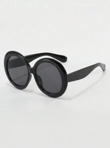 2024新款欧美时尚超大圆框装饰时尚眼镜 - 黑色 - 查看 5