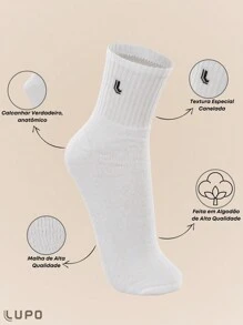 LUPO Kit com 3 Pares de Meias Cano Médio Feminino Lupo Sport em Algodão