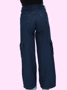 Young Girls Pants - 深色水洗藍 - 查看 2