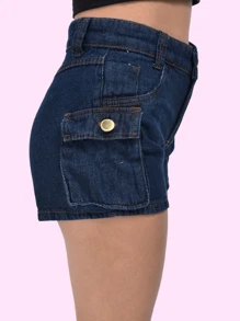 Women's Cargo Shorts For Kids With Pockets 10 To 16 - Rửa tối - Xem 4