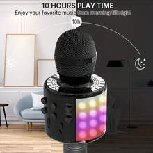 便携式手持麦克风扬声器机器便携式唱歌麦克风适用于成人麦克风专业变声器麦克风适合女孩男孩成人所有年龄段家庭聚会生日的绝佳礼物玩具 - 黑色 - 查看 4