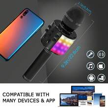 便携式手持麦克风扬声器机器便携式唱歌麦克风适用于成人麦克风专业变声器麦克风适合女孩男孩成人所有年龄段家庭聚会生日的绝佳礼物玩具 - 黑色 - 查看 10