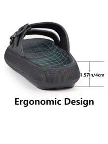 WOMEN'S FASHION FLIP FLOPS, MEN'S UNISEX EVA SANDALS With Thick Platform Non-Slip Sole Unisex SLIPPER, Adjustable Clasp Quick Drying. - Black - View 4