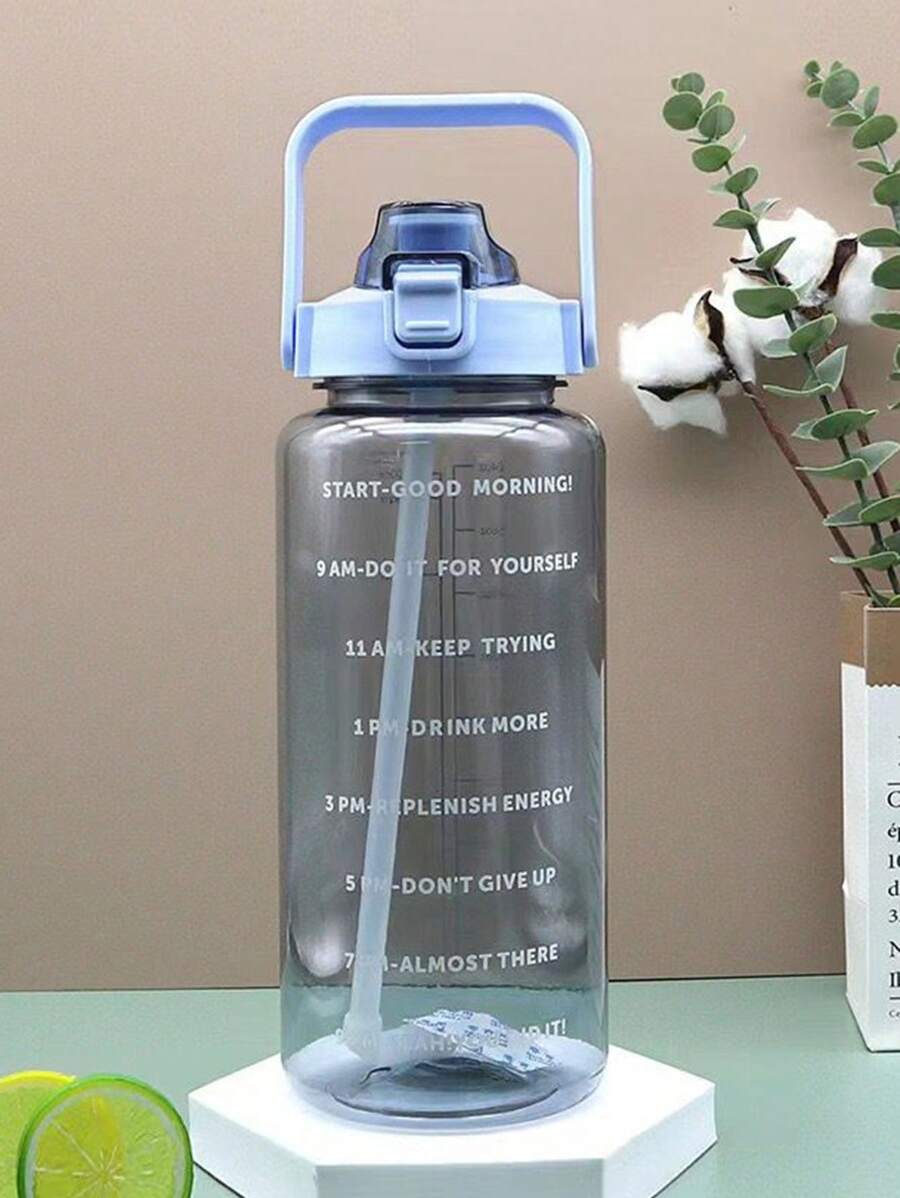 1入組750ml 2L大容量PC水瓶，運動健身攜帶吸管杯，適用於家庭和戶外旅行 - 藍色 - 查看 1
