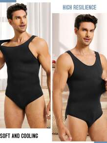 1 Bộ Body Định Hình Cơ Thể Chất Liệu Nylon Liền Mạch Cho Nam Cho Bốn Mùa, Thích Hợp Cho Thể Thao Ngoài Trời - màu đen - Xem 3