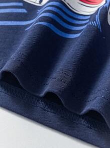 男童休闲短袖T恤，消防车印花，透气夏季