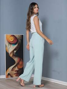 Women Pants - 藍色 - 查看 3