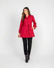 TRENCH COAT SOBRETUDO GOLA FINA VERMELHO