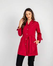TRENCH COAT SOBRETUDO GOLA FINA VERMELHO