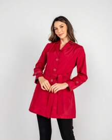 TRENCH COAT SOBRETUDO GOLA FINA VERMELHO