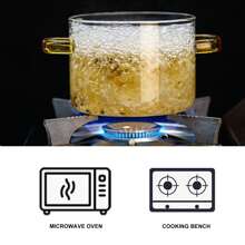 High Borosilicate Glass Simmer Pot Dust-Proof Ergonomic With Handle Design For Use On Open Flames And Gas Stovetops (1500ml) Camping - Yellow - View 5