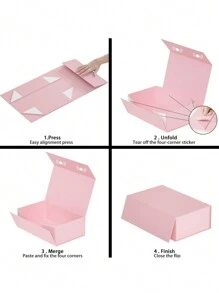 1 hộp gấp đóng từ tính để đóng gói quà tặng, thích hợp cho ngày lễ tình nhân, sinh nhật, ngày của mẹ, các hoạt động lễ hội trở lại trường ngày lễ tình nhân - Hồng - Xem 5