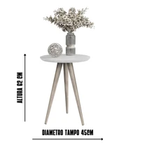 Mesinha de Canto Apoio Decorativa Redonda com Pés Palito Retrô - Cores - Caramelo - Visão 5