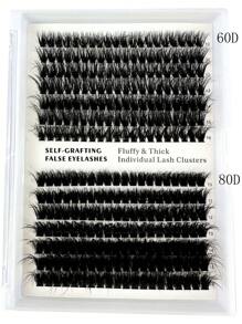 新款 14 排 60D+80D 混合托盘单根睫毛 3D 浓密睫毛柔软自然睫毛貂毛睫毛 5D 蓬松簇假睫毛睫毛簇、睫毛簇、单根睫毛、睫毛、假睫毛