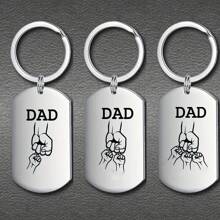 1 件/3 件创意钥匙扣，适合爸爸，父亲节礼物，雕刻家庭钥匙扣汽车配件包饰学院风可爱哥特 Y2k - 銀色 - 查看 8