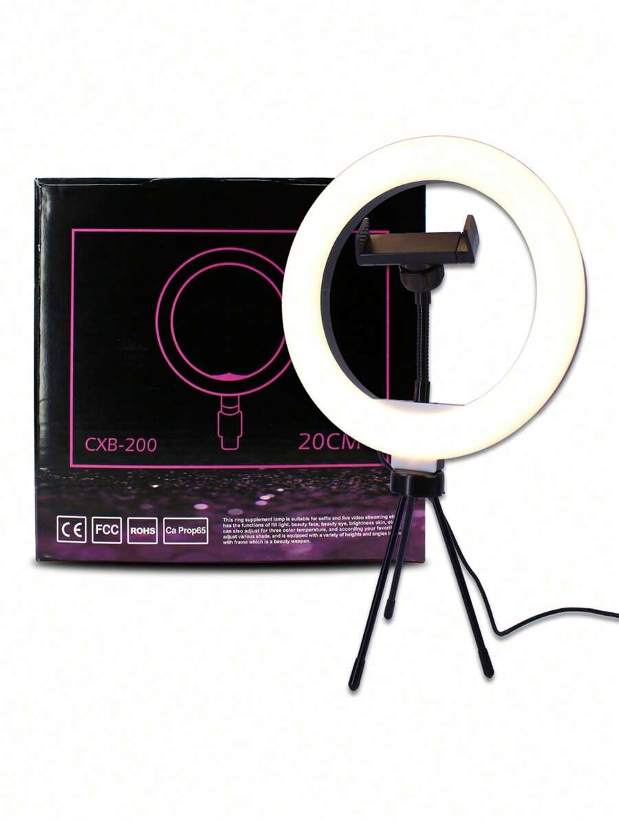 Aro de Luz 8" con tripie Aro para Selfies Lampara aro para Celular - Blanco y Negro - Ver 1