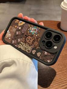 Làm sáng điện thoại của bạn với ốp lưng chống rơi đơn giản họa tiết gấu tương thích với iPhone11/12/13/14/15/15pro/15 Plus/15 Promax/7plus/8plus/X/Xs Max/Xr/11pro/12pro/13pro/14pro/12mini/13mini/11promax/12promax/13promax/14promax/14plus/6/6s/6plus/7/8/Se - màu đen - Xem 3