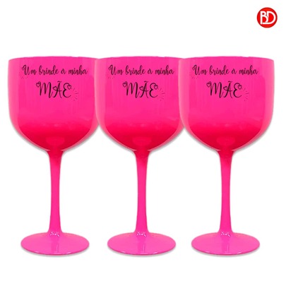 KIT 10 TAÇAS DE GIN UM BRINDE A MINHA MÃE COR PINK ACRÍLICO DRINKS DIA DAS MÃES