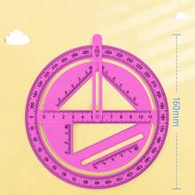 360 Degree Protractor With Wave Ruler, Straight Ruler, Triangular Ruler, Ideal Educational Tool For Elementary Students - Pink - View 6