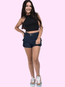 Women's Cargo Shorts For Kids With Pockets 10 To 16 - Rửa tối - Xem 5