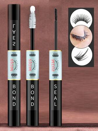 1pc Eyelash Binding And Sealing Eyelash Cluster Glue 6ml, Home Mascara Stick Glue Long-Lasting 72 Hours Black Eyelash Glue + Eyelash Seal 2-In-1 Home Eyelash Cluster Extension Glue, Latex Free Waterproof, Suitable For Personal Makeup (Black)Lash Glue,Eyelash Glue