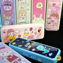 CARTUCHERA CON CONTRASEÑA, Caja De Papelería De Doble Capa Multifuncional Para Estudiantes De Primaria, secundaria o universidad, estuché de lápices de doble capa