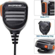 Baofeng 780 Microphone Haut-parleur À Main Imperméable À L'eau Pour Talkie-walkie À Deux Voies, Microphone D'épaule À Distance Pour Radio Frs Gmrs Uv-5r Bf-f8hp Uv-5rx3 Uv-5r+, Uv-5x, Bf-888s, Uv-s9plus, Uv-82