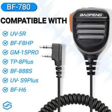 Baofeng 780 Microphone Haut-parleur À Main Imperméable À L'eau Pour Talkie-walkie À Deux Voies, Microphone D'épaule À Distance Pour Radio Frs Gmrs Uv-5r Bf-f8hp Uv-5rx3 Uv-5r+, Uv-5x, Bf-888s, Uv-s9plus, Uv-82