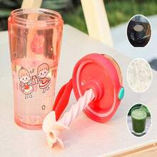 TERMOS KAWAII CON DIBUJOS DE FRUTAS, TAZA MEZCLADORA DE PAJITA - Naranja - Ver 3