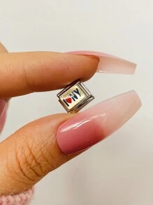 2024顆頂級時尚9mm寬不銹鋼珠帶1隻天使翅膀和心形吊飾,學習英語diy意大利魅力手鍊珠寶製作用品 - 彩色 - 查看 26