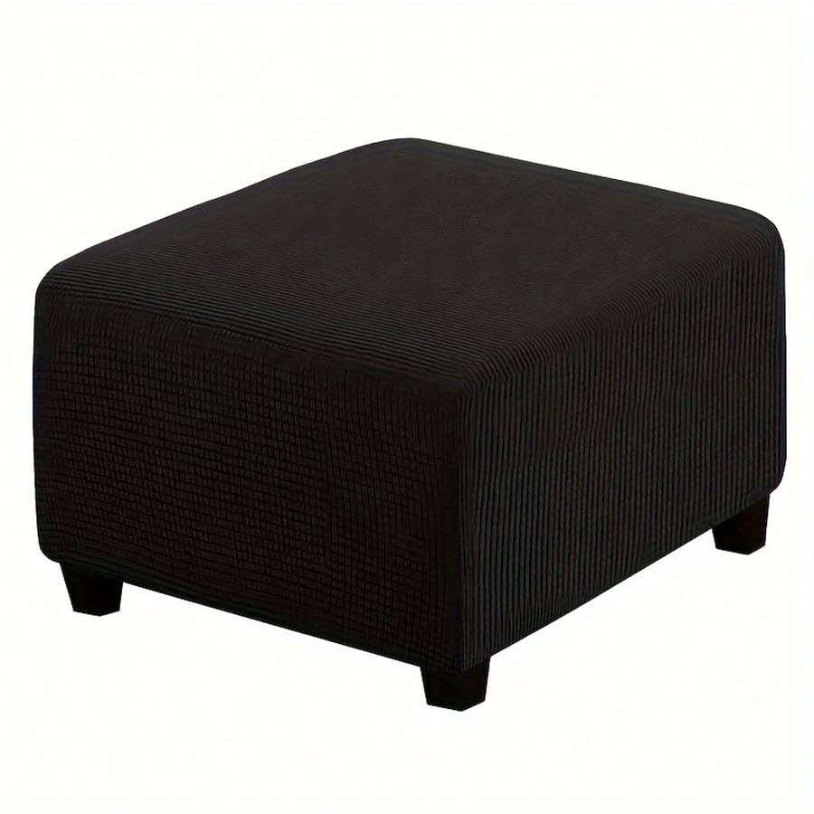 1pc Elastic Stretch Bench Cover, Square/Long/Folding Storage Ottoman Slipcover, Furniture Protector - Black - View 1