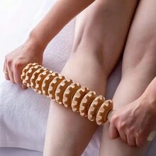 1pc Solid Wood Roller Massage Stick For Whole Body Dredging, Cervical And Back Massage Device, Muscle Relaxation, Wooden Household Wolf-Tooth Stick Wooden Massage Stick Hand In Hand Roller Meridian Massage Stick Solid Wood Roller Massage With A Back Abdominal Massager(The Product Is A Wood Product, And It Is Normal To Have A Little Black Spots And Cracks) Gym Accessories, Sport, Gym, Home Exercise, Massager, Massage - Beige - View 9