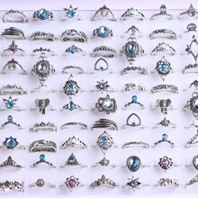 30pcs/Pack Vintage Fashionable Alloy Ring Set With Leaf/Lotus/Elephant Design, Random Style In A Blind Bag