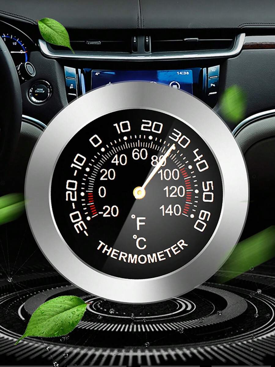 1pc Mini Car-Mounted Thermometer & Hygrometer For Measuring Temperature & Humidity In Cars, Refrigerators, And Freezers - Black - View 1