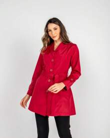 TRENCH COAT SOBRETUDO GOLA FINA VERMELHO