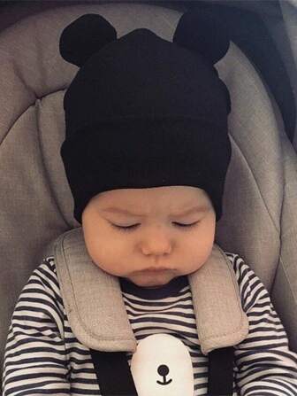 1PC Cute Bear Ears Baby Beanies For Toddlers,Soft Solid Color Baby Hats,Suitable For Baby And Little Kids Caps Put On Autumn/Winter/Spring