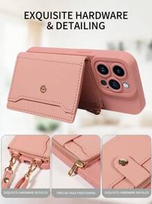 1 件 PU 皮革钱包式保护套,带卡槽,镜子适用于 Apple 17 Pro Max/17 Pro/17/Air/16 Pro Max/16/15/14/13、Redmi - 粉色 - 查看 4