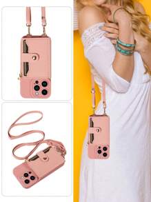 1 件 PU 皮革钱包式保护套,带卡槽,镜子适用于 Apple 17 Pro Max/17 Pro/17/Air/16 Pro Max/16/15/14/13、Redmi - 粉色 - 查看 3