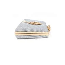 Gritte Women's Hard Shell Clutch Bag With Rhinestone Bow Knot For Evening Party,  Party, Qipao - Silver - View 6