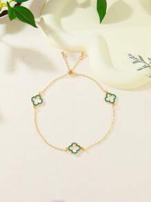 Conjunto de pulsera y tobillera con forma de trébol calado y decorado con rhinestones (se venden por separado) - Regalo para San Valentín, mamá, madre, Día de la Madre